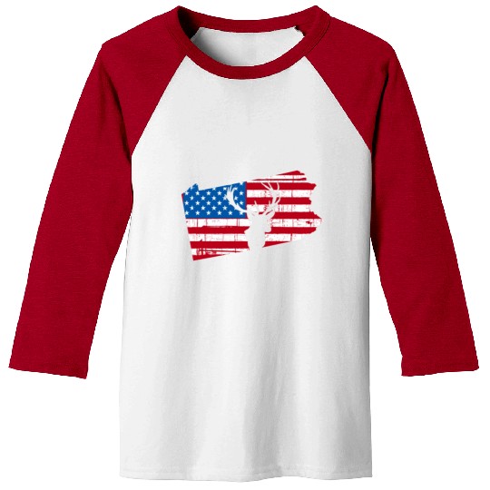 American Flag Pennsylvania Deer Hunting Baseball Tees