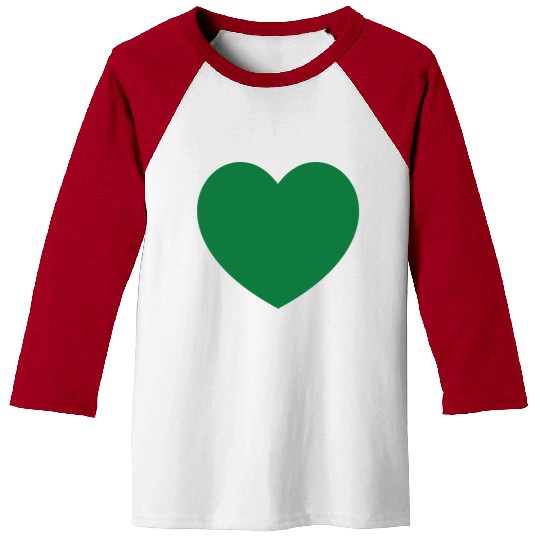 Dark Green Heart Baseball Tees