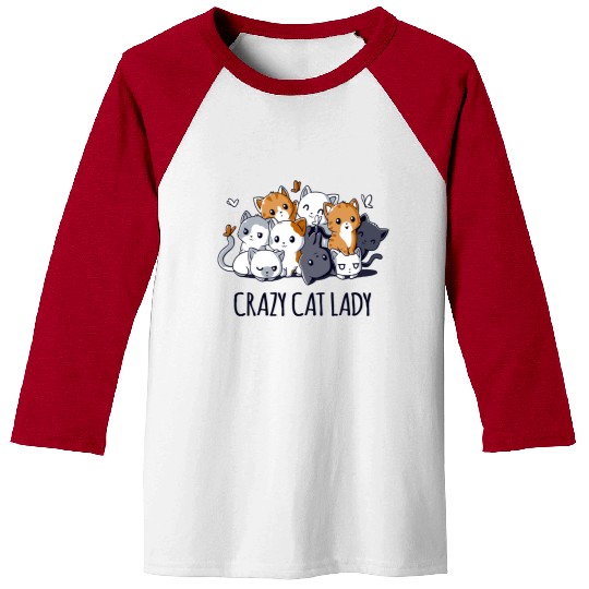 Crazy Cat Lady Baseball Tees