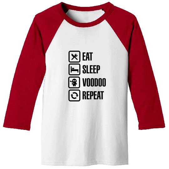 Eat sleep voodoo repeat black magic voodoo doll Baseball Tees