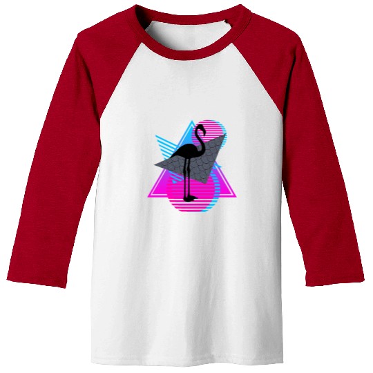 vaporwave aesthetics FLAMINGO 80s retro triangle Baseball Tees