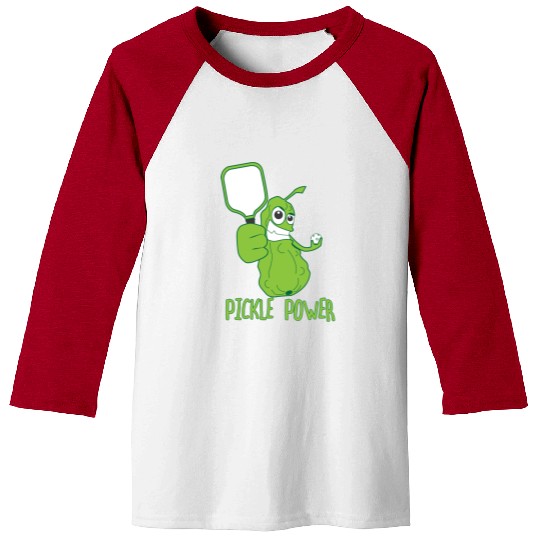 Pickleball Funny Pickle Power Baseball Tees