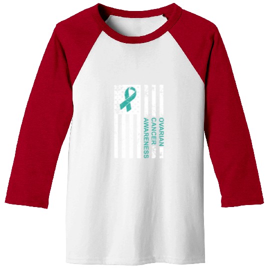 USA Flag Ovarian Cancer Awareness Baseball Tees