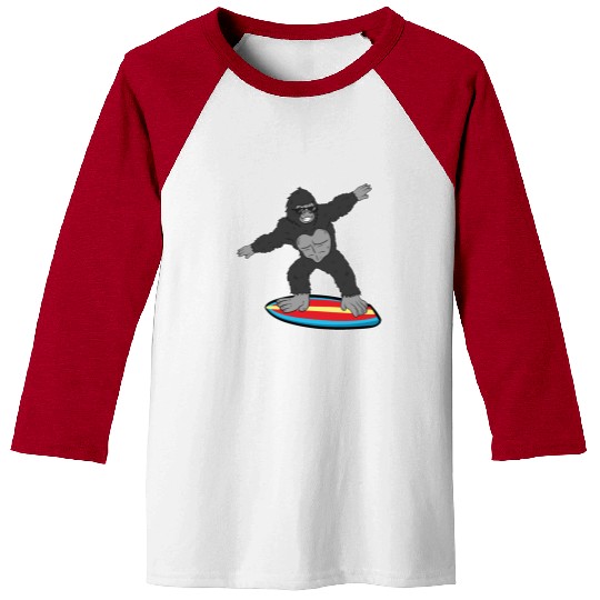 Gorilla Mokey Ape Surfing Surf Gift & Present Baseball Tees