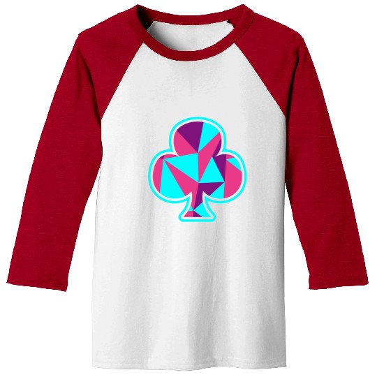 Playing card clover gift game player poker neon Baseball Tees