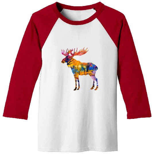 Colorful Canadian Moose Baseball Tees Abstract Paint Wild