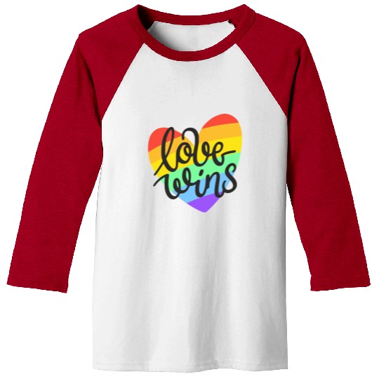 Love Wins LGBT Pride Rainbow Heart CSD Baseball Tees Baseball Tees