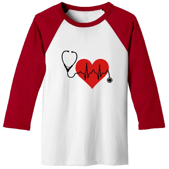 Stethoscope Heartbeat Heart Baseball Tees
