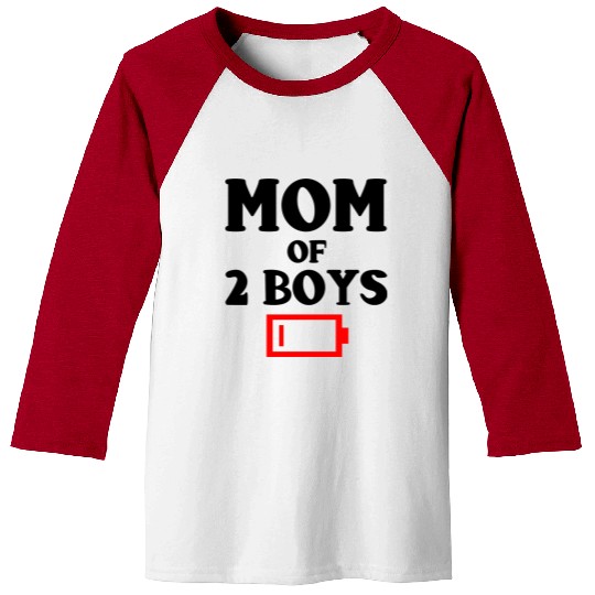 Tired Mom Of 2 Boys Funny Mother Of Two Sons Baseball Tees