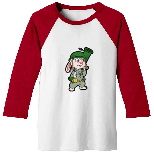 CUTE BUNNY WITH BAZOOKA Soldier Pacifist Private Baseball Tees