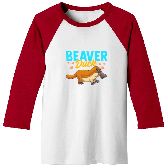 Beaver Duck Platypus Pun Cute Duck Billed Platypus Baseball Tees