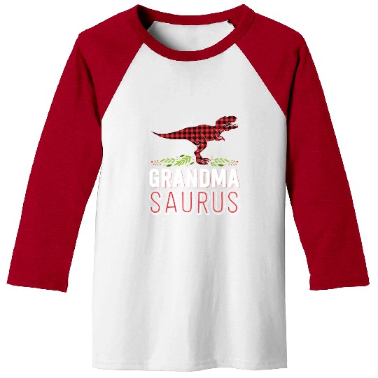 Grandma Saurus T Rex Red Plaid Matching Family Baseball Tees