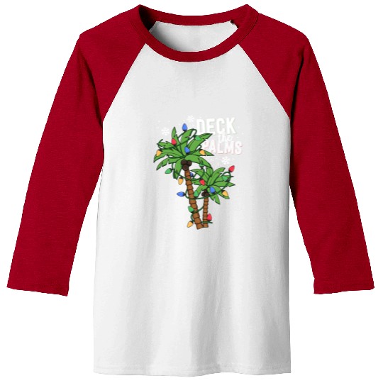 Deck The Palms Tropical Hawaii Christmas Palm Baseball Tees