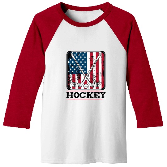Hockey USA Flag Cool Ice Hockey Player Gift Baseball Tees