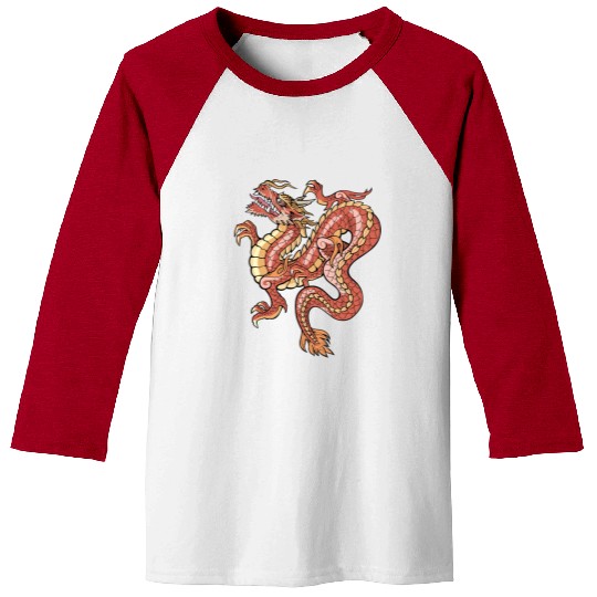 big red chinese dragon Baseball Tees