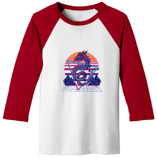 RetroWave Dragon Aesthetic Baseball Tees