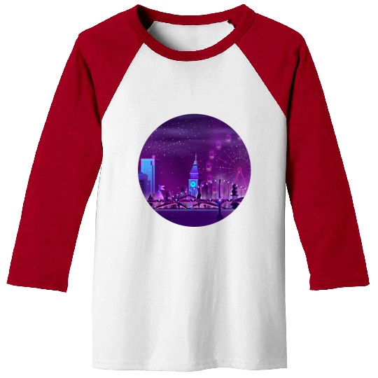Synthwave Neon City: London Baseball Tees