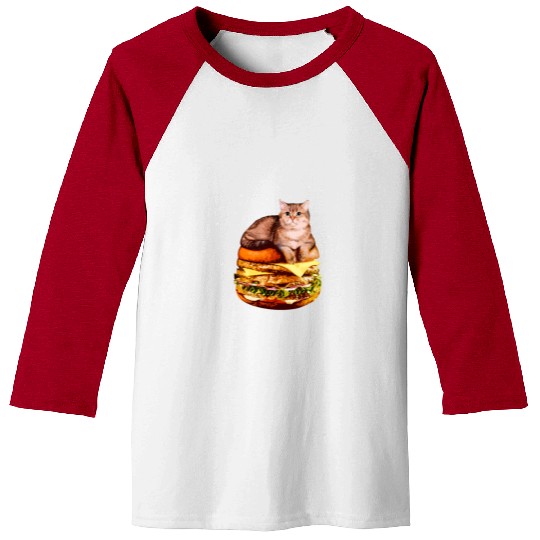 Hamburger Space Cat Funny Kitty Gift Baseball Tees