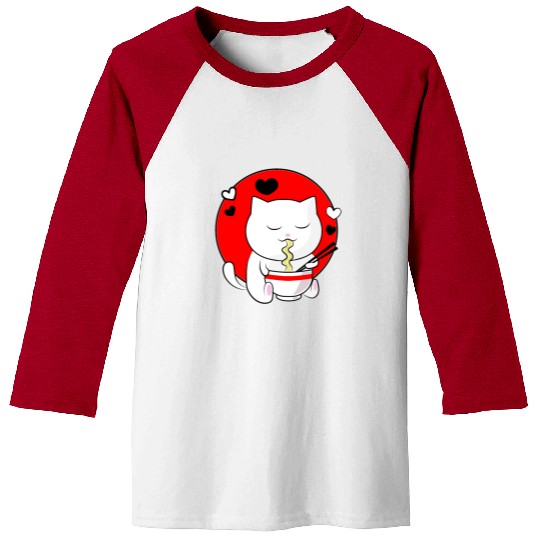 Kawaii Ramen Anime Cat Japanese Manga Baseball Tees