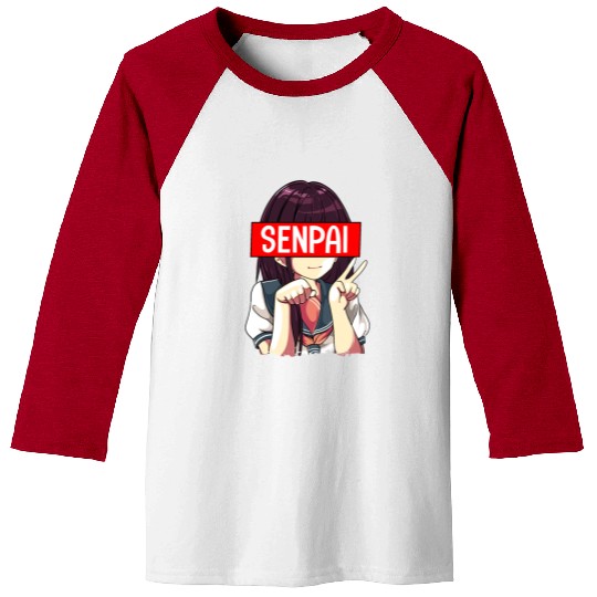 Senpai Anime Girl Japanese Cute Manga Kawaii Baseball Tees