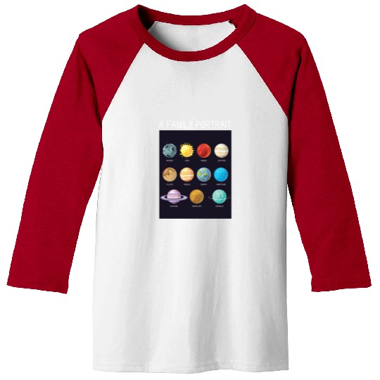Outer Space Nerd Solar System Planets Sun Moon Baseball Tees
