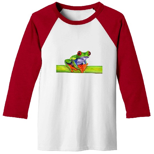 Red-eyed tree frog animal watercolour painting Baseball Tees