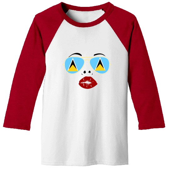 Saint Lucia Flag St Lucia Sunglasses Lips Kiss Baseball Tees
