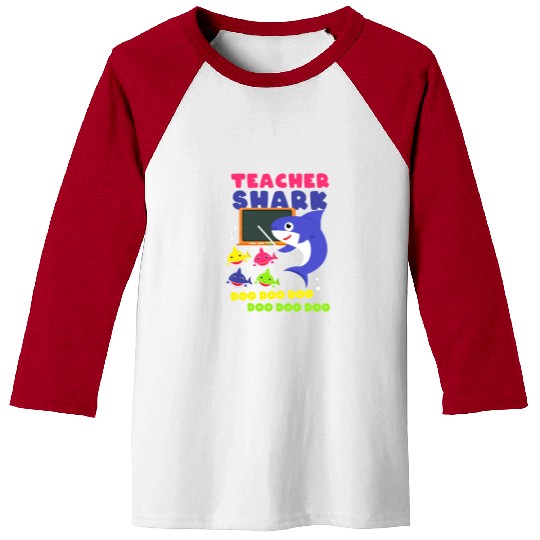 Funny Teacher Shark Preschool Teacher Baseball Tees