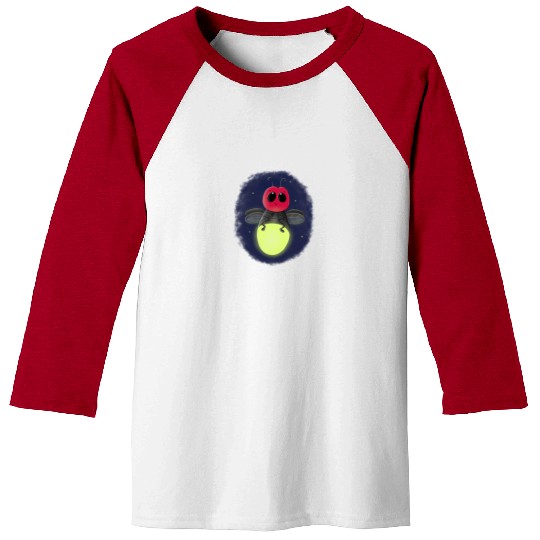 Cute lightning bug firefly cartoon illustration Baseball Tees