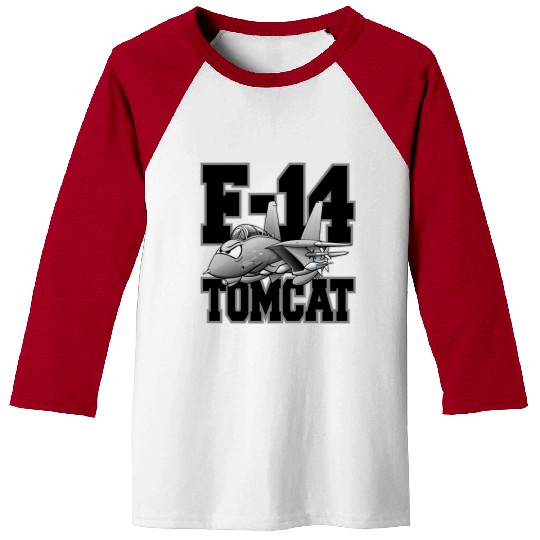 F-14 Tomcat Military Fighter Jet Aircraft Cartoon Baseball Tees