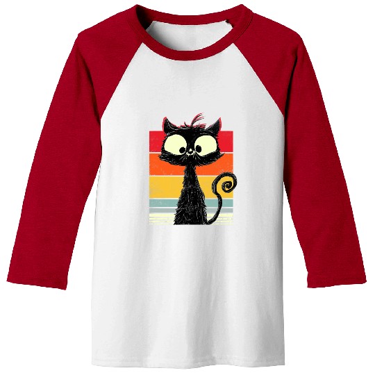 Funny Vintage Cat Black Cat Cat Owner Gift Retr Baseball Tees
