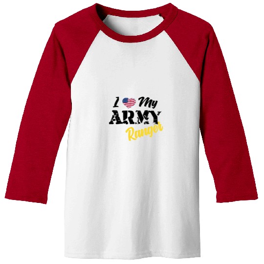 Proud US Army Ranger American Military Family Flag Baseball Tees