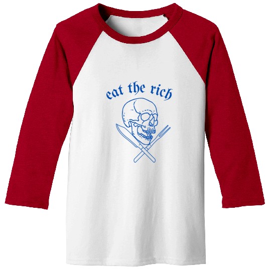Eat The Rich - Skull and Cross Knives (blue) Baseball Tees