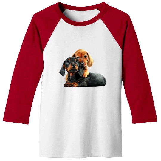 Sweet Dachshund Love Couple Baseball Tees