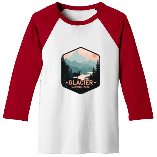 Vintage Glacier National Park Deer Mountains Gift Baseball Tees