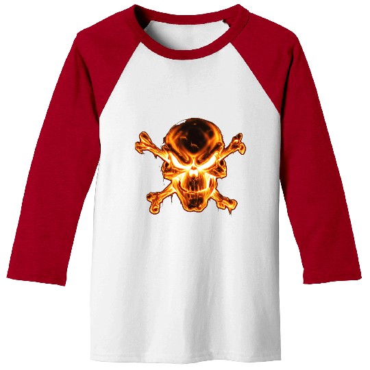 flaming skull Baseball Tees