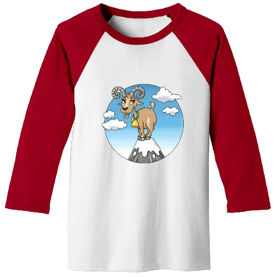 Mountain goat peaks with snow cartoon Baseball Tees