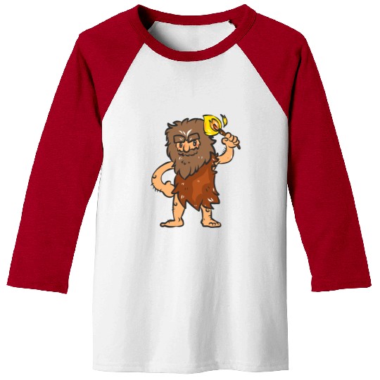 Caveman with Torch Baseball Tees