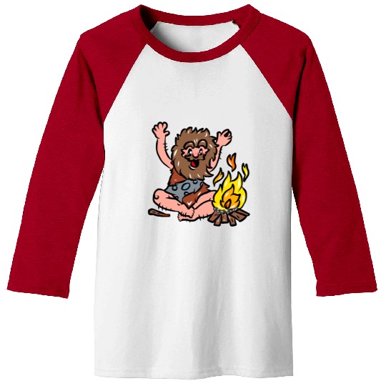 Caveman with Fire Baseball Tees