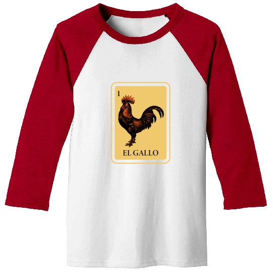 Mexican El Gallo Lottery Traditional Rooster Bingo Baseball Tees