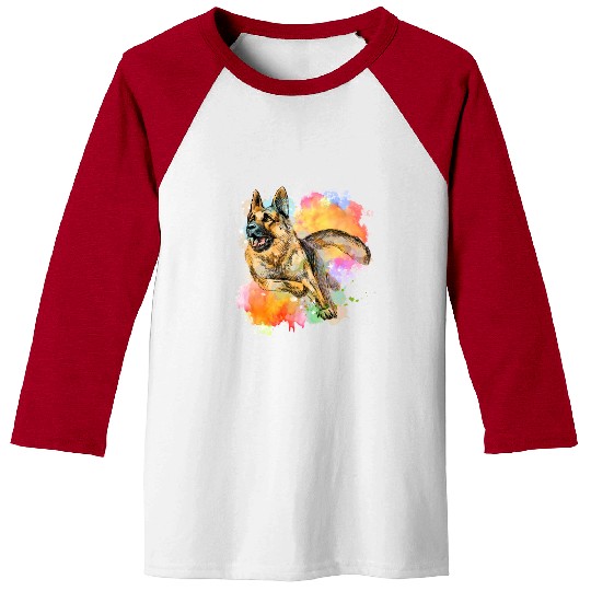 German Shepherd Colorful Dog Lover Baseball Tees