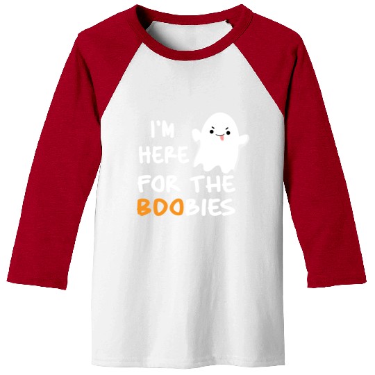 I'm Here For the Boobies Funny Baby Halloween Baseball Tees