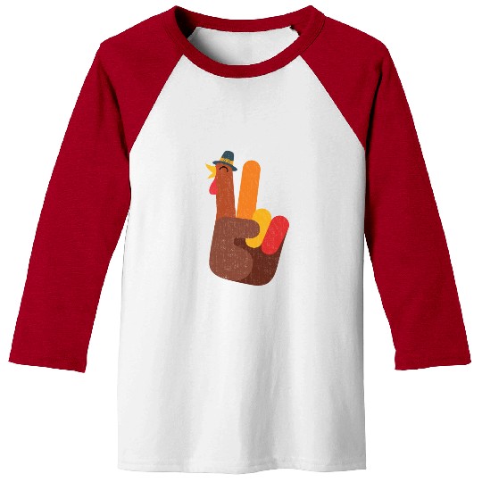 Peace Love Turkey Hand Sign Funny Thanksgiving Baseball Tees