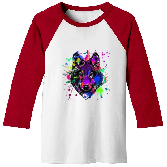 Paint Splatter Wolf Baseball Tees