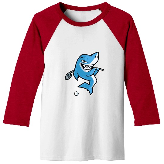 Shark Golf Player Golfer Golfing Funny Kids Boys Baseball Tees