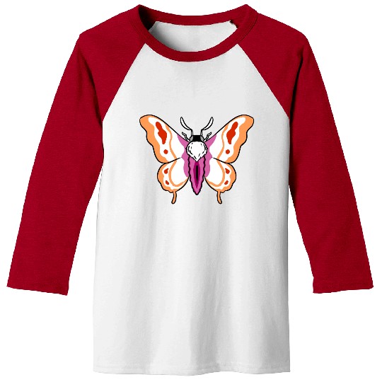 Lesbian Moth Orange Pink Lesbian Pride Baseball Tees