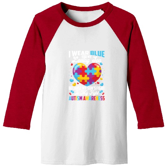 I Wear Blue For My Loving Son Autism Awareness Baseball Tees