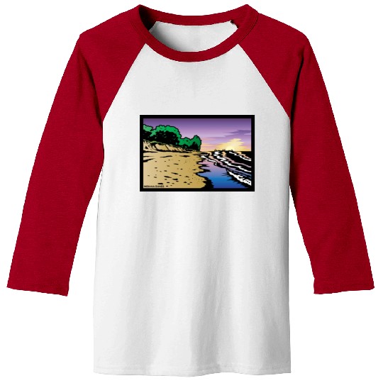 Purple Twilight Indiana Dunes Poster Baseball Tees