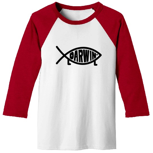 Darwin Fish with legs - Atheism Evolution Theory Baseball Tees