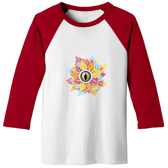 Colorful Reptile Eye Flower Baseball Tees